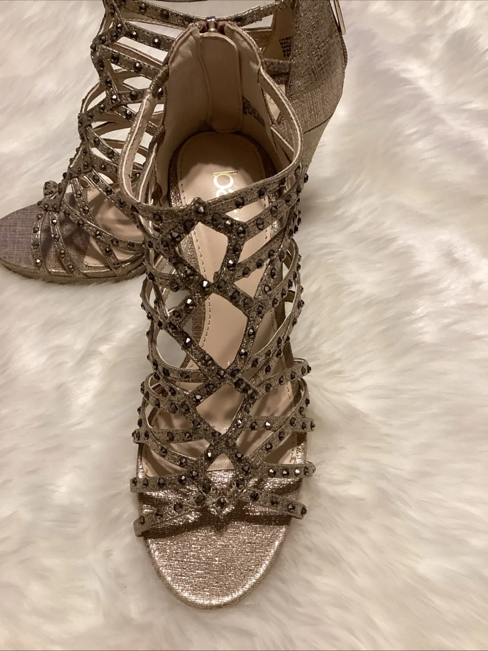 Bar III Embellished Strappy High Heel Sandal - Gold